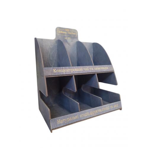 Полочка под чай и лимонады Johnny Teacher на 6 отсеков Чёрная